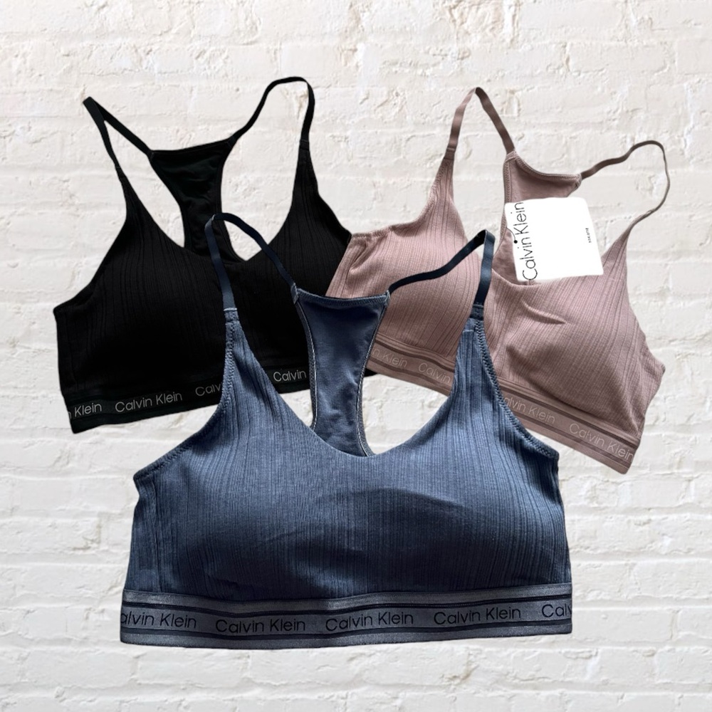 Bundle of 3 🆕/Like 🆕 Calvin Klein signature ribbed lounge bralettes